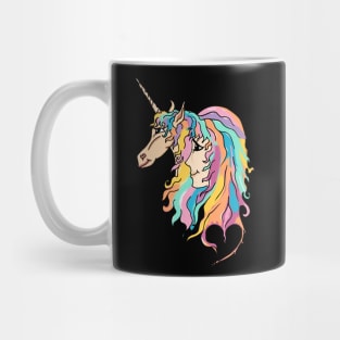 Sweet girl and unicorn drawing Mug